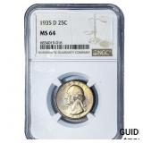 1935-D Washington Silver Quarter NGC MS64