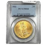 1922 $20 Gold Double Eagle PCGS MS64