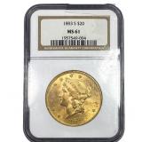 1893-S $20 Gold Double Eagle NGC MS61
