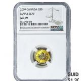 2009 $5 Gold Canada Maple Leaf NGC MS69