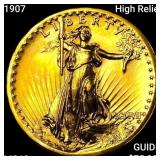 1907 High Relief $20 Gold Double Eagle UNCIRCULATE