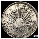 1843 Mexico Silver Cap and Rays 2 Reales HIGH GRAD