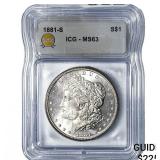 1881-S Morgan Silver Dollar ICG MS63