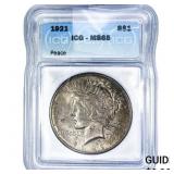 1921 Silver Peace Dollar ICG MS65