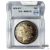 1878 8TF Morgan Silver Dollar ICG MS62 PL
