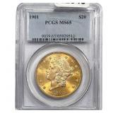1901 $20 Gold Double Eagle PCGS MS65