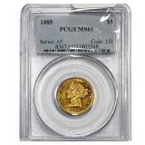 1885 $5 Gold Half Eagle PCGS MS61