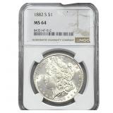 1882-S Morgan Silver Dollar NGC MS64