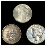 [3] 1883-1924 Morgan & Peace Silver Dollar Lot