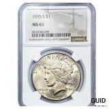 1935-S Silver Peace Dollar NGC MS61
