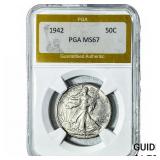 1942 Walking Liberty Half Dollar PGA MS67