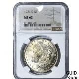 1921-D Morgan Silver Dollar NGC MS62