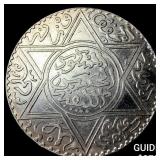 1882 Morocco Silver 10 Dirhems CHOICE BU