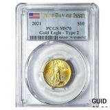 2021 $10 American Eagle 1/4oz PCGS MS70 Type 2