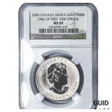 2009 $50 Palladium 10oz Canada Maple Leaf NGC MS69