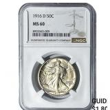 1916-D Walking Liberty Half Dollar NGC MS60