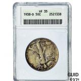 1938-D Walking Liberty Half Dollar ANACS VF35