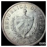1934 Cuba Silver 1 Peso GEM BU