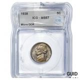 1938 Jefferson Nickel ICG MS67