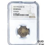 1617 Poland Silver 3 Kreuzers NGC XF Details