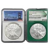 [2] 2011-2013 Silver Eagle NGC MS70/MS69