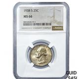 1938-S Washington Silver Quarter NGC MS66