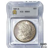 1881-S Morgan Silver Dollar ICG MS63