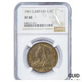 1901 Great Britain Silver 1/2 Crown NGC XF40