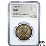 1958-D Franklin Half Dollar NGC MS66
