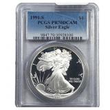 1991-S Silver Eagle PCGS PR70 DCAM