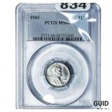 1943 Wheat Cent PCGS MS66