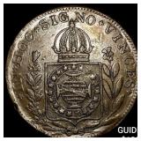 1850 Brazil Copper 80 Reis CHOICE AU
