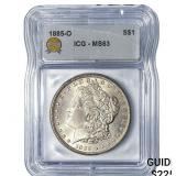 1885-O Morgan Silver Dollar ICG MS63