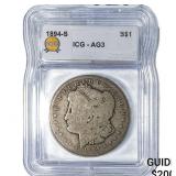 1894-S Morgan Silver Dollar ICG AG3