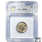 1919 Buffalo Nickel ICG MS65