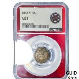 1865 Seated Liberty Dime NGC AG3