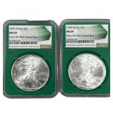 [2] 1995-1998 Silver Eagle NGC MS69
