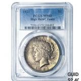 1921 Silver Peace Dollar PCGS MS63 High Relief