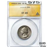 1932-S Washington Silver Quarter ANACS EF45