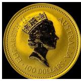 1990 Australia 1oz Gold $100 Proof-Kangaroo