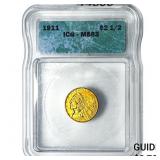 1911 $2.50 Gold Quarter Eagle ICG MS63