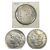 [3] 1881-1924 Morgan & Peace Silver Dollar Lot