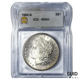 1882-S Morgan Silver Dollar ICG MS63