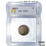 1908-S Indian Head Cent ICG VG10