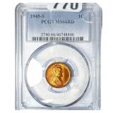 1945-S Wheat Cent PCGS MS66 RD