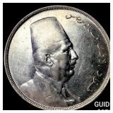 1923 Kingdom of Egypt Silver 20 Piastres GEM BU