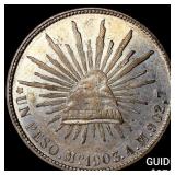 1903 Mexico Silver Cap and Rays Un Peso CHOICE AU