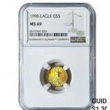 1998 $5 Gold American Eagle 1/10oz NGC MS69