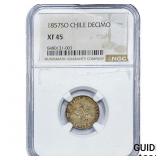 1857-SO Chile Silver Decimo NGC XF45