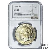 1935 Silver Peace Dollar NGC MS65